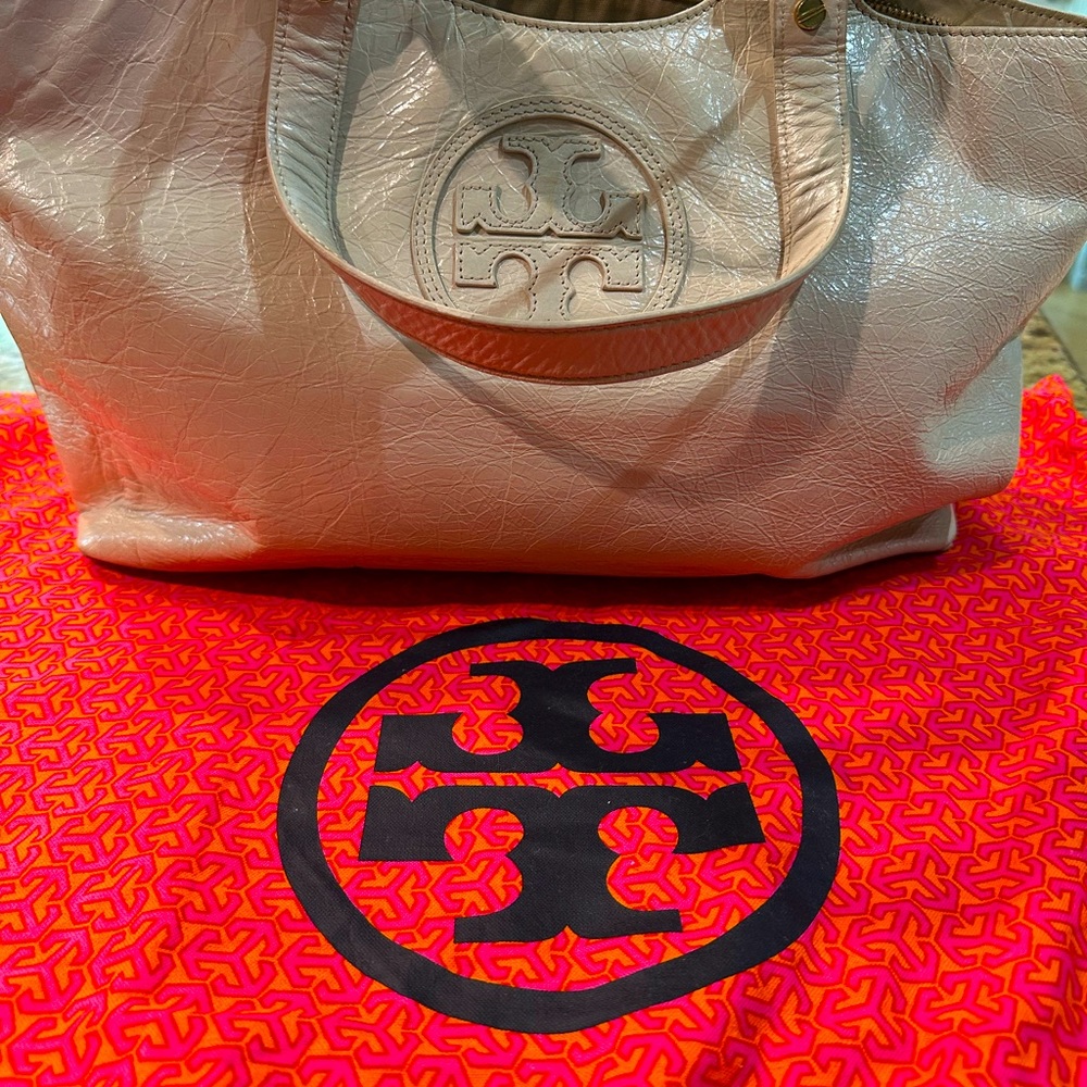 White leather handbag